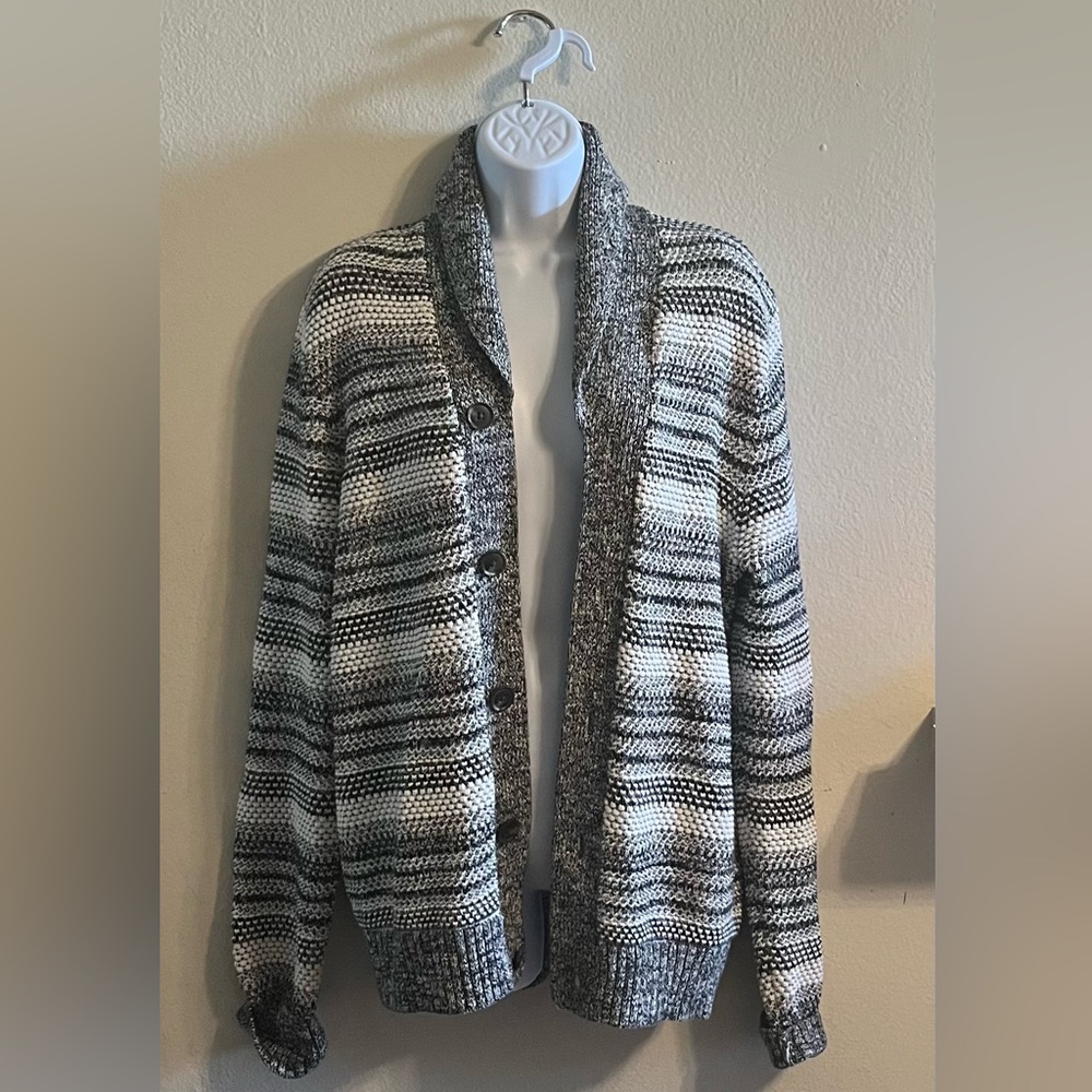 Knit Cardigan (Black/White/Grey)